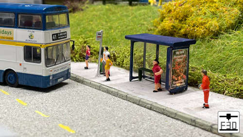 Modern bus shelter with - bus,